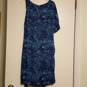Michael Kors peacock print one shoulder dress